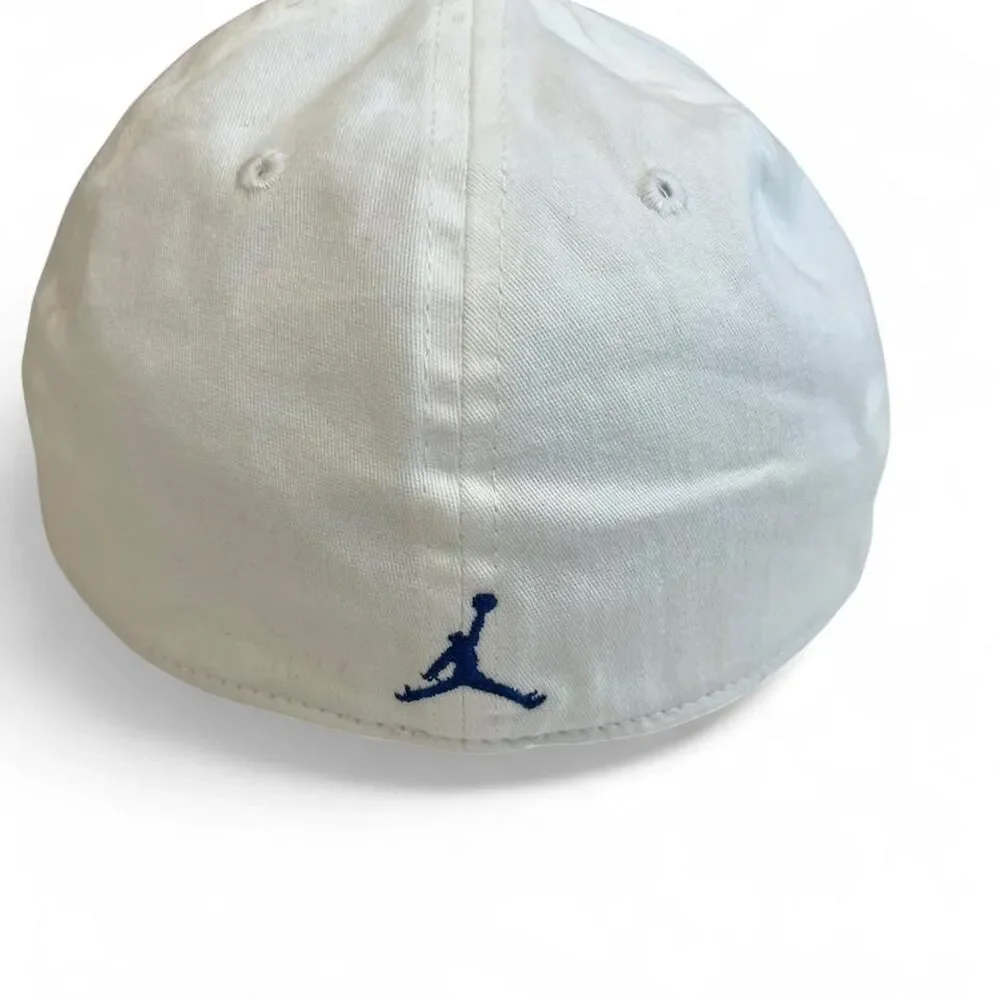 Rare Michael Jordan (Nike) Youth White/Blue Elephant Print Cap - UNC Tar Heels